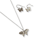 Sterling Silver Mini Butterfly Earrings with Front and Back Detail