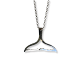 Wyland’s Silver Open Large Retro Whale Tail Pendant Necklace