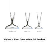 Wyland’s Silver Open Large Retro Whale Tail Pendant Necklace