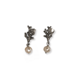 Sterling Silver Coral Branch Post Earrings with Freshwater Pearl