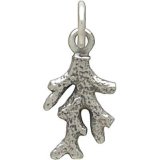 Sterling Silver Coral Branch Charm Necklace with Freshwater Pearl