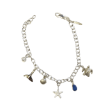 Wyland Sterling Silver Ocean Charm Bracelet + Blue Chalcedony and CZ