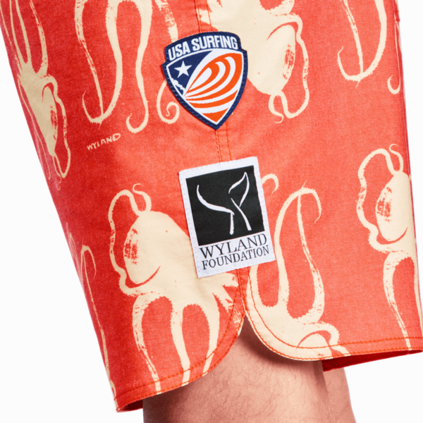 OCTOPUS PRINT BOARD SHORTS WYFUSAS-851-GO-R- patch detail