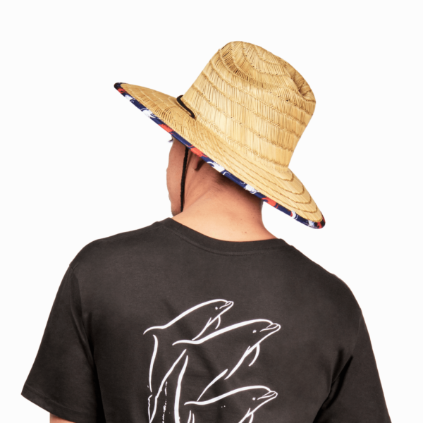 OCTOPUS PRINT STRAW HAT WYFUSAS-301-GO-S- back view - on body