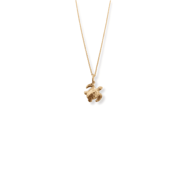 14K Gold Mini Sea Turtle Charm Necklace with Gold Chain - Image 4